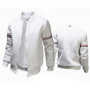 3XL Fashion Sportwear Men Baseball Jacket Decorative Ribbon White Casual Coat Men Bomber Jacket Mens Jacket And Coat