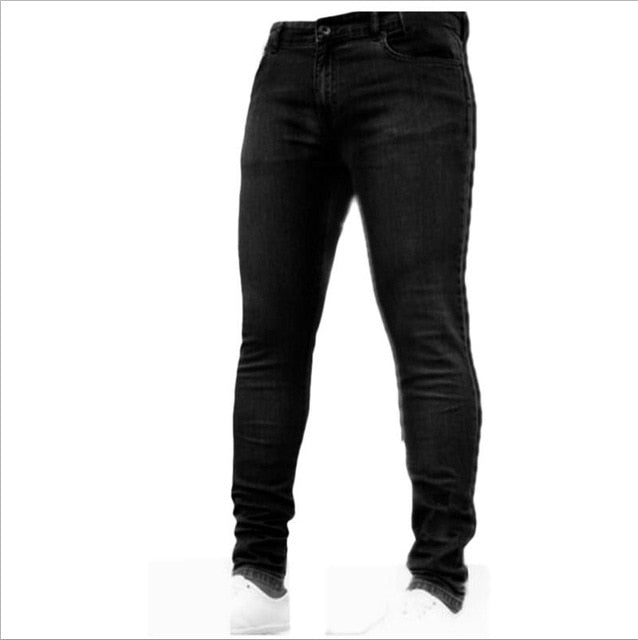 New Mens Pencil Pants 2019 Fashion Men Casual Slim Fit Straight Stretch Feet Skinny Zipper Jeans For Male Hot Sell Trousers