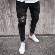 Charger l&#39;image dans la galerie, Thefound Mens Stretchy Ripped Skinny Biker Jeans Destroyed Taped Slim Fit Fashion Denim Pant USA