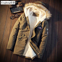 Charger l&#39;image dans la galerie, XingDeng Men Coats Winter Casual Mens dressy Tops Jacket Male Slim Thicken Fur Hooded Outwear Warm Coat Top Brand Clothing