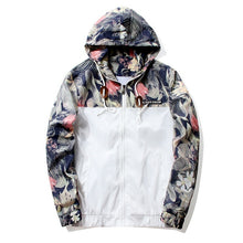 Charger l&#39;image dans la galerie, Floral Jacket 2019 Autumn Mens Hooded Jackets Slim Fit Long Sleeve Homme Trendy Windbreaker Coat Brand Clothing Drop Shipping