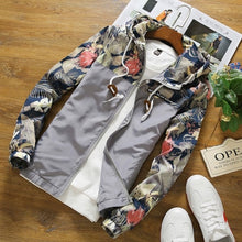 Charger l&#39;image dans la galerie, Floral Jacket 2019 Autumn Mens Hooded Jackets Slim Fit Long Sleeve Homme Trendy Windbreaker Coat Brand Clothing Drop Shipping