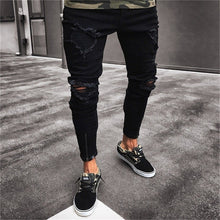 Charger l&#39;image dans la galerie, 2019 Men Stylish Ripped Jeans Pants Biker Skinny Slim Straight Frayed Denim Trousers Fashion skinny jeans men Clothes