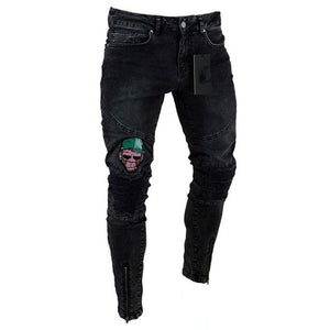 2019 Men Stylish Ripped Jeans Pants Biker Skinny Slim Straight Frayed Denim Trousers Fashion skinny jeans men Clothes