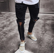 Charger l&#39;image dans la galerie, 2019 Men Stylish Ripped Jeans Pants Biker Skinny Slim Straight Frayed Denim Trousers Fashion skinny jeans men Clothes