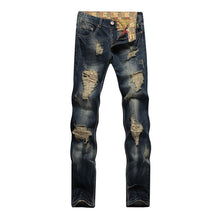 Charger l&#39;image dans la galerie, New Brand Mens Snow Designer Fashion Slim Skinny Moto Biker Casual Jeans Straight Motorcycle Jeans Men Destroyed Denim Trousers