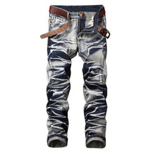 Charger l&#39;image dans la galerie, New Brand Mens Snow Designer Fashion Slim Skinny Moto Biker Casual Jeans Straight Motorcycle Jeans Men Destroyed Denim Trousers