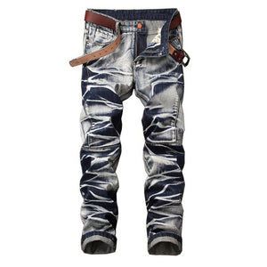 New Brand Mens Snow Designer Fashion Slim Skinny Moto Biker Casual Jeans Straight Motorcycle Jeans Men Destroyed Denim Trousers