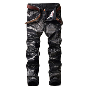 New Brand Mens Snow Designer Fashion Slim Skinny Moto Biker Casual Jeans Straight Motorcycle Jeans Men Destroyed Denim Trousers