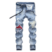 Charger l&#39;image dans la galerie, New Brand Mens Snow Designer Fashion Slim Skinny Moto Biker Casual Jeans Straight Motorcycle Jeans Men Destroyed Denim Trousers