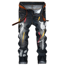 Charger l&#39;image dans la galerie, New Brand Mens Snow Designer Fashion Slim Skinny Moto Biker Casual Jeans Straight Motorcycle Jeans Men Destroyed Denim Trousers